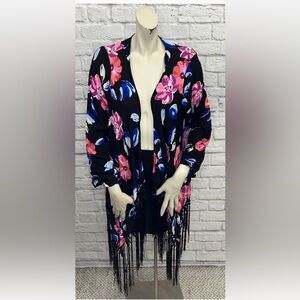 TORRID MULTI COLOR FLORAL PRINT LONG SLEEVE KIMONO JACKET SIZE 1